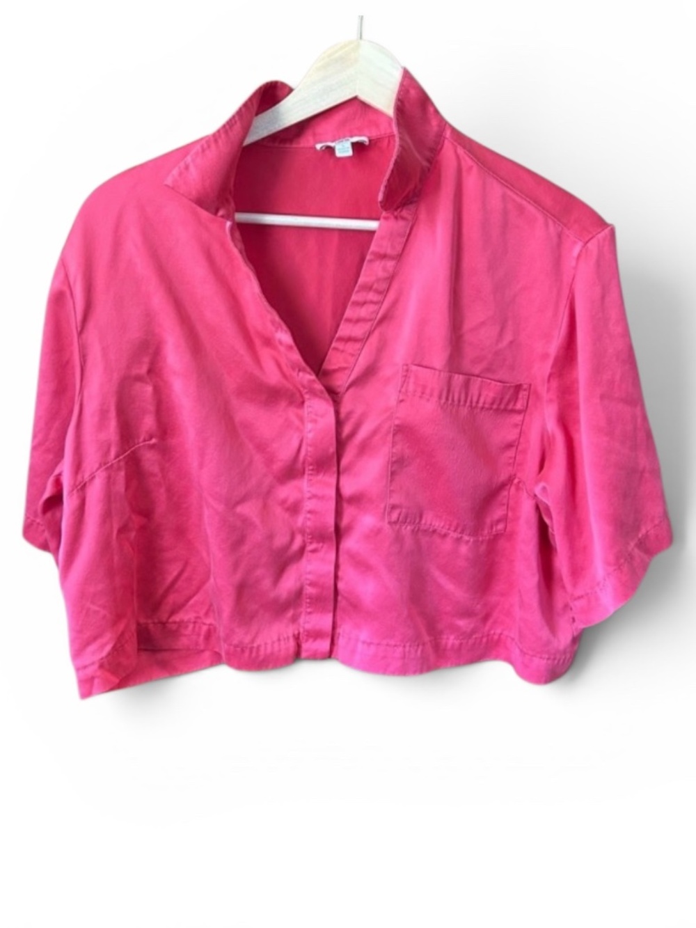Lunya 100% Washable Mulberry Silk Cropped Button-Front Shirt | Outro Coral | Siz - Picture 2 of 5